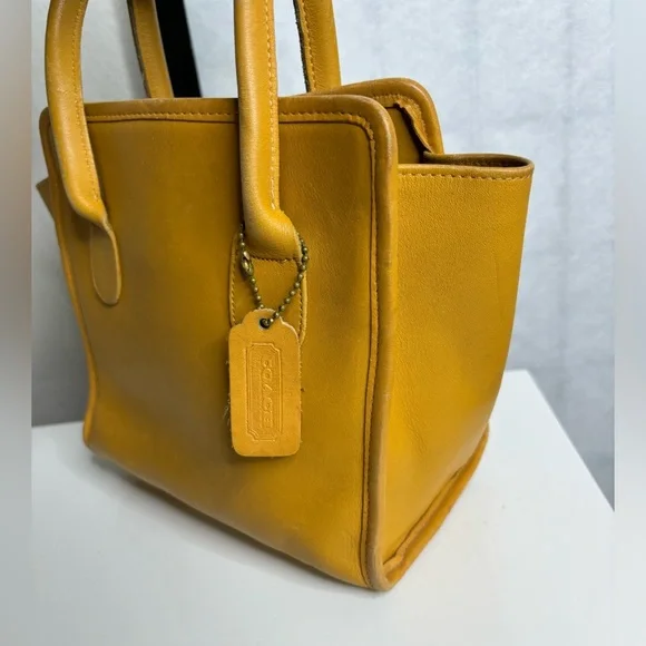 Rare Vintage Coach Retro Dinky Shopping Bag in Golden Yellow - - Picture 3 of 14